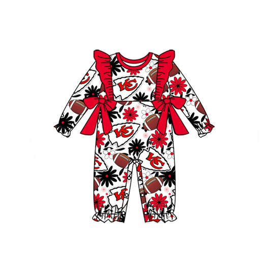 baby girl KC football team design romper