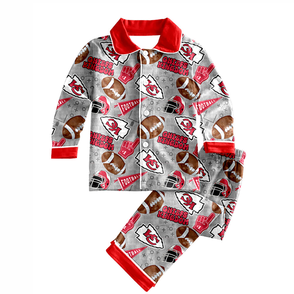 baby boy college team design button down pajama set