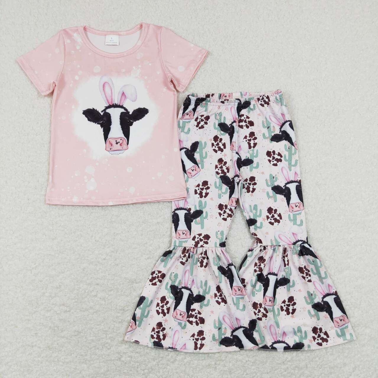 baby girls easter bunny cow bell bottoms outfit