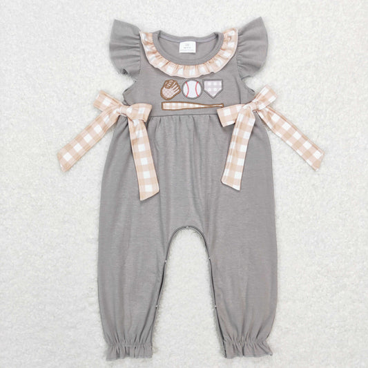 toddle girls embroidery baseball romper