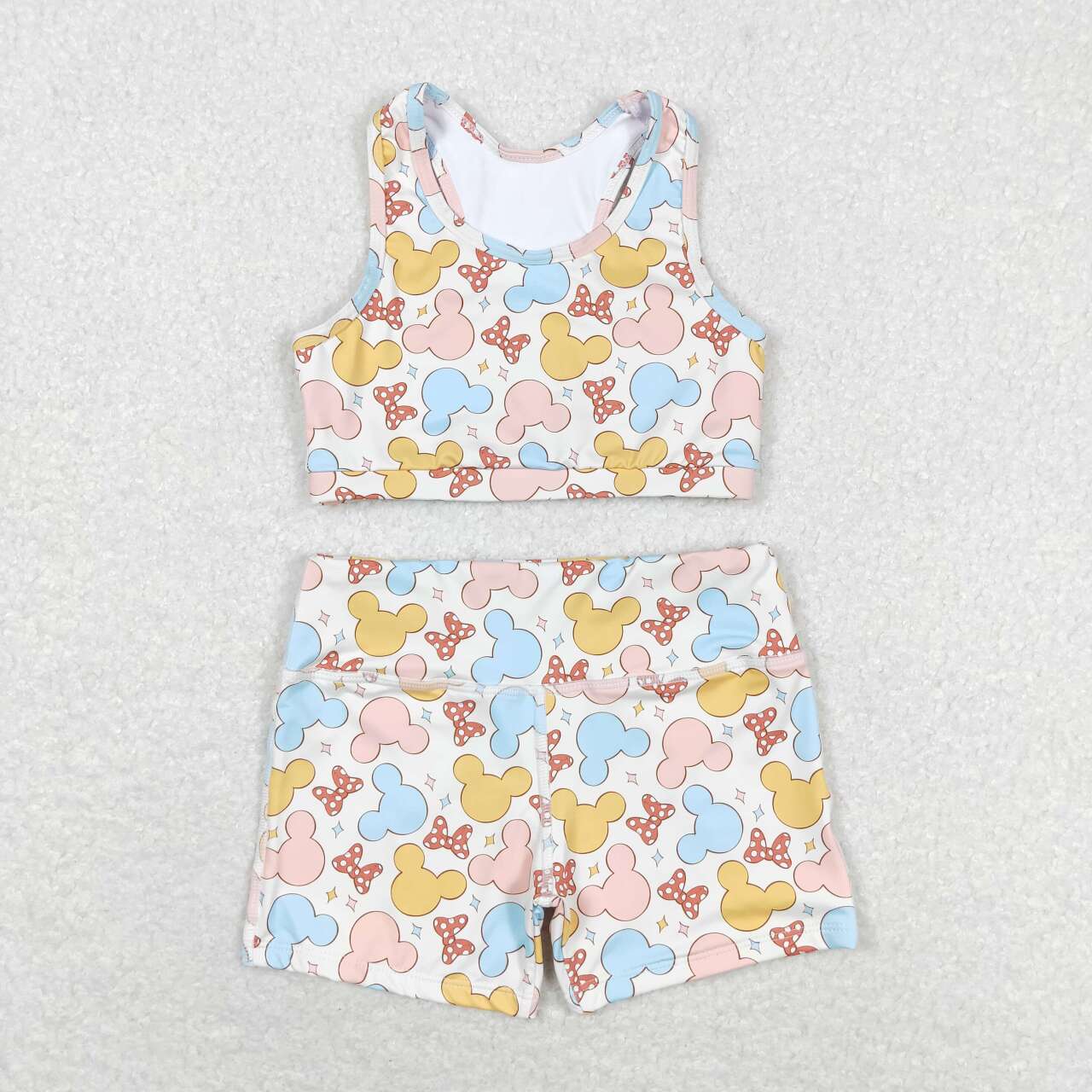 infant toddle girls cartoon design 2pcs summer yoga short set