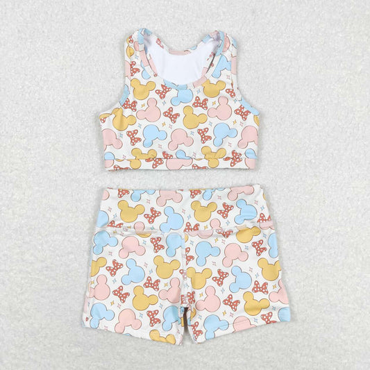 infant toddle girls cartoon design 2pcs summer short set