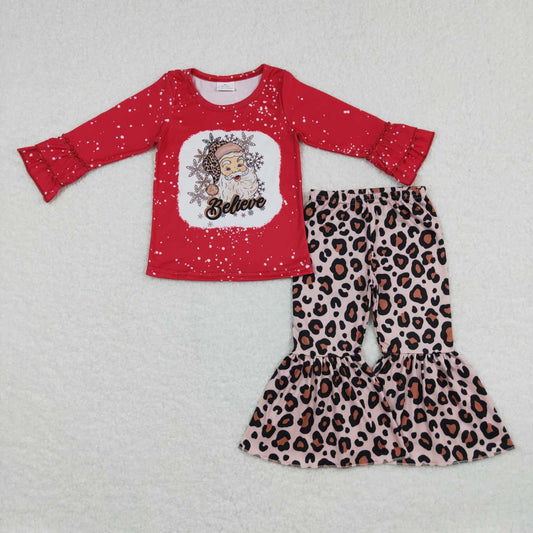 Christmas Santa believe matching bell bottom clothing set