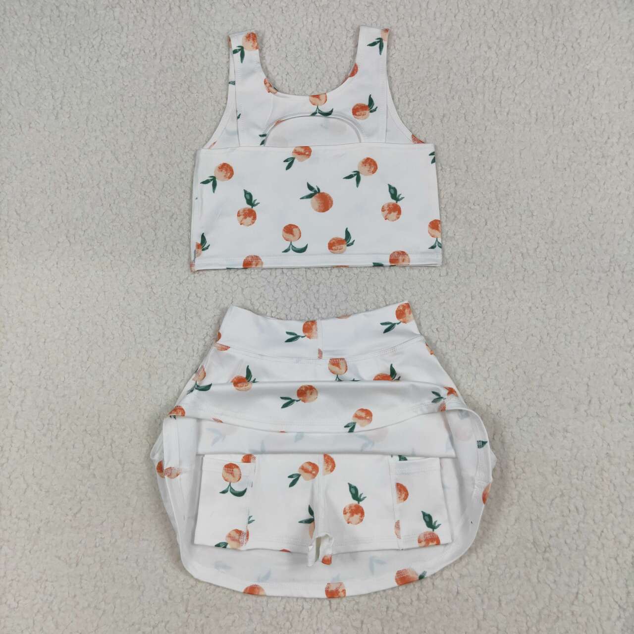 Baby girls peach active wear athletic summer yoga skirt outfit