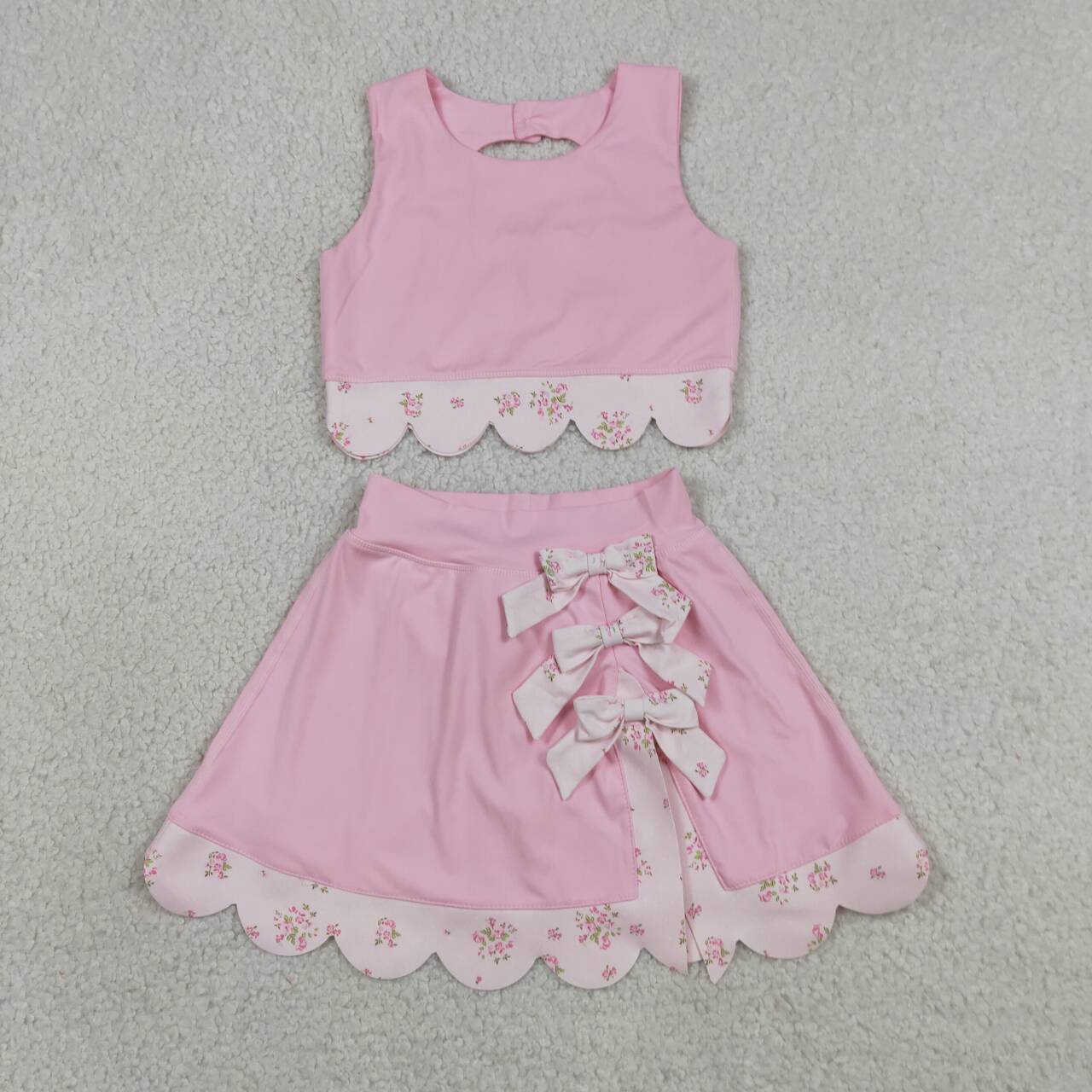Pink tank top matching skirt girls summer active wear yoga outfit