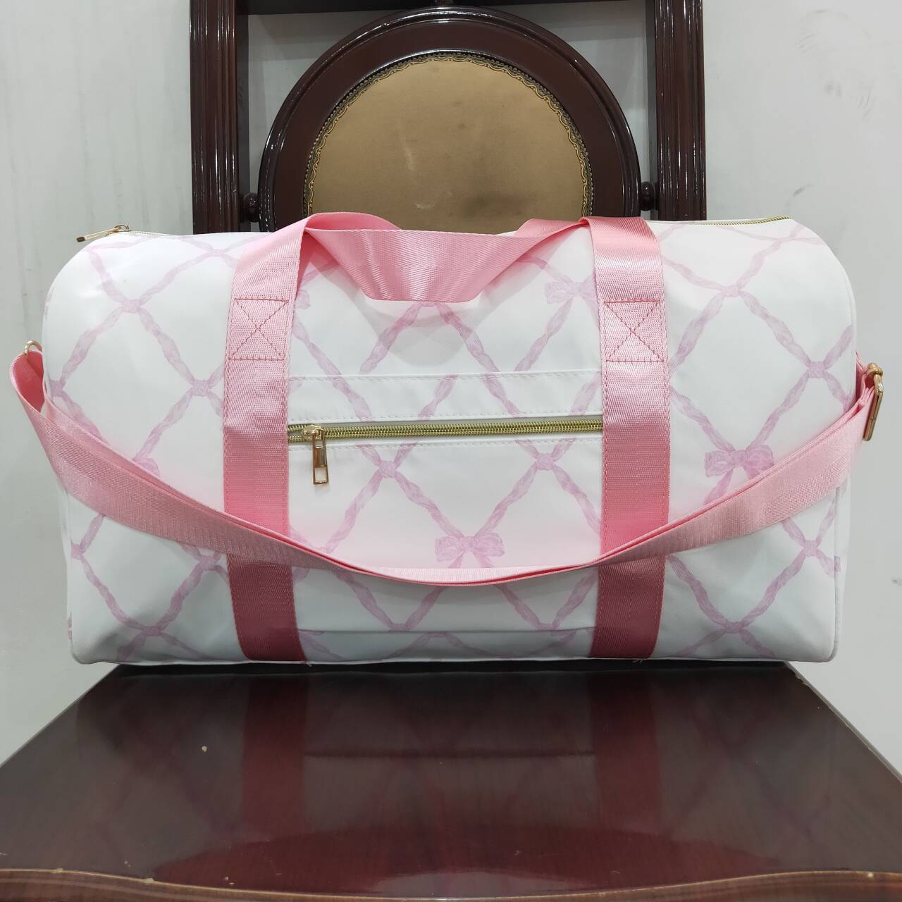 toddle baby girl pink bow sports duffle bag