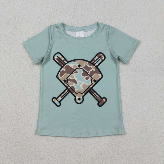 Light green camo baby boy short sleeve shirts