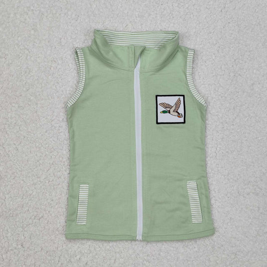 Infant baby boy embroidery duck print zip up vest top