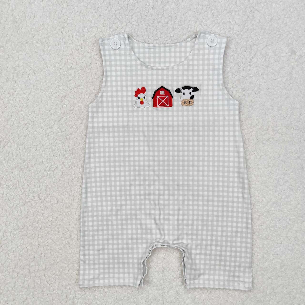 Toddle baby boy embroidery farm cow animal  romper