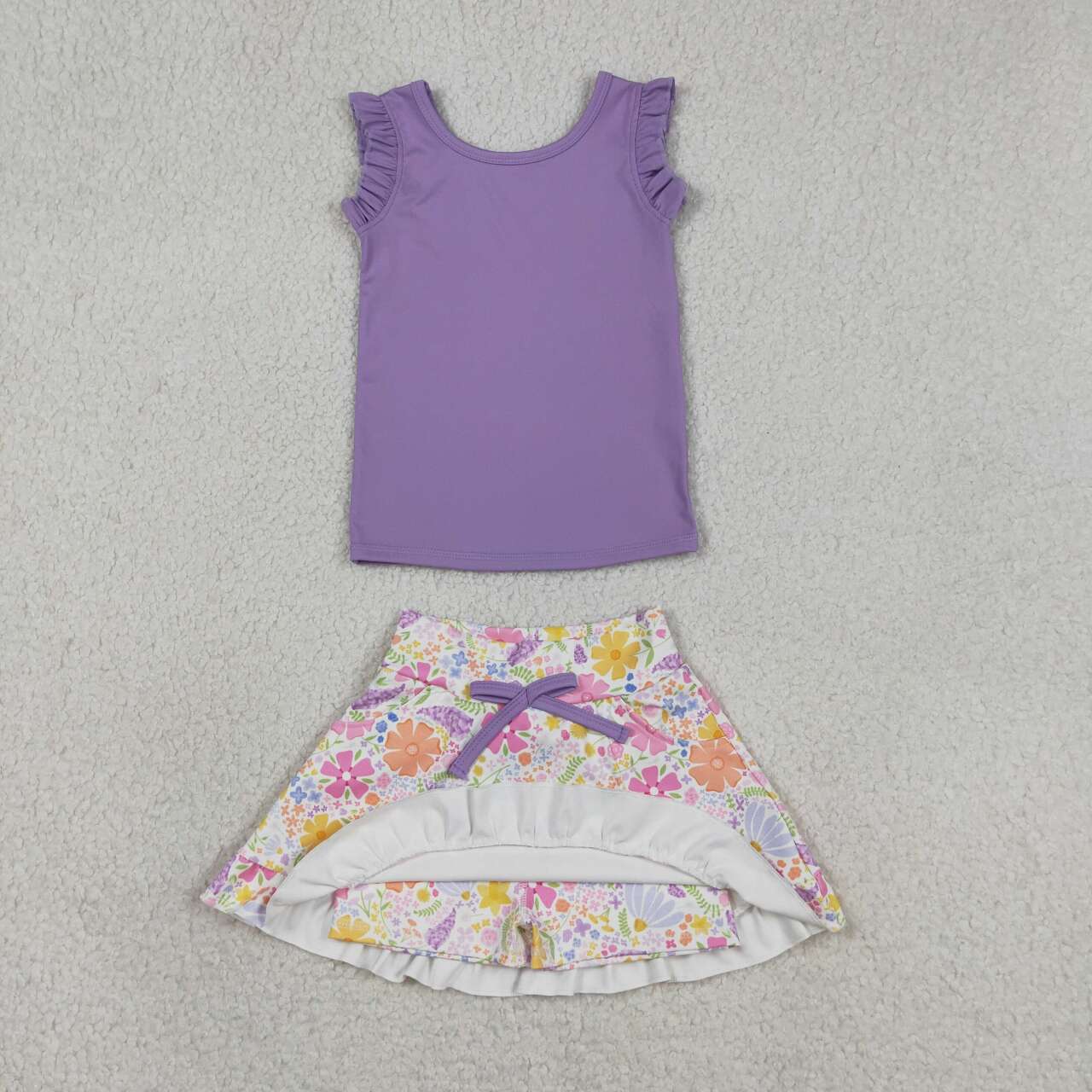 Lavender tank top matching yoga skirts girls active wear outfit