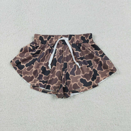 Toddle baby girls brown black camo yoga shorts