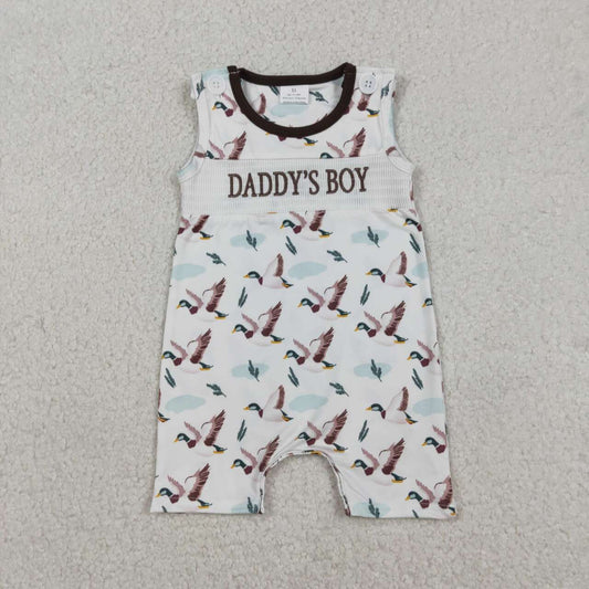 Daddys boy mallard duck baby smocked romper