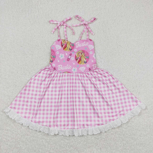 toddle girls pink doll gingham dress
