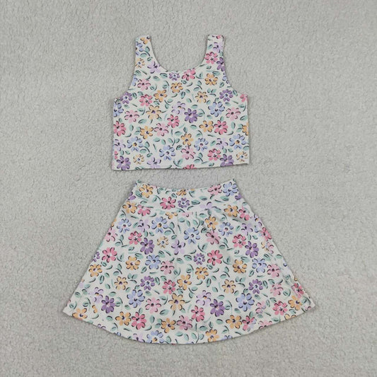 Colorful flowers design girls summer yoga dress
