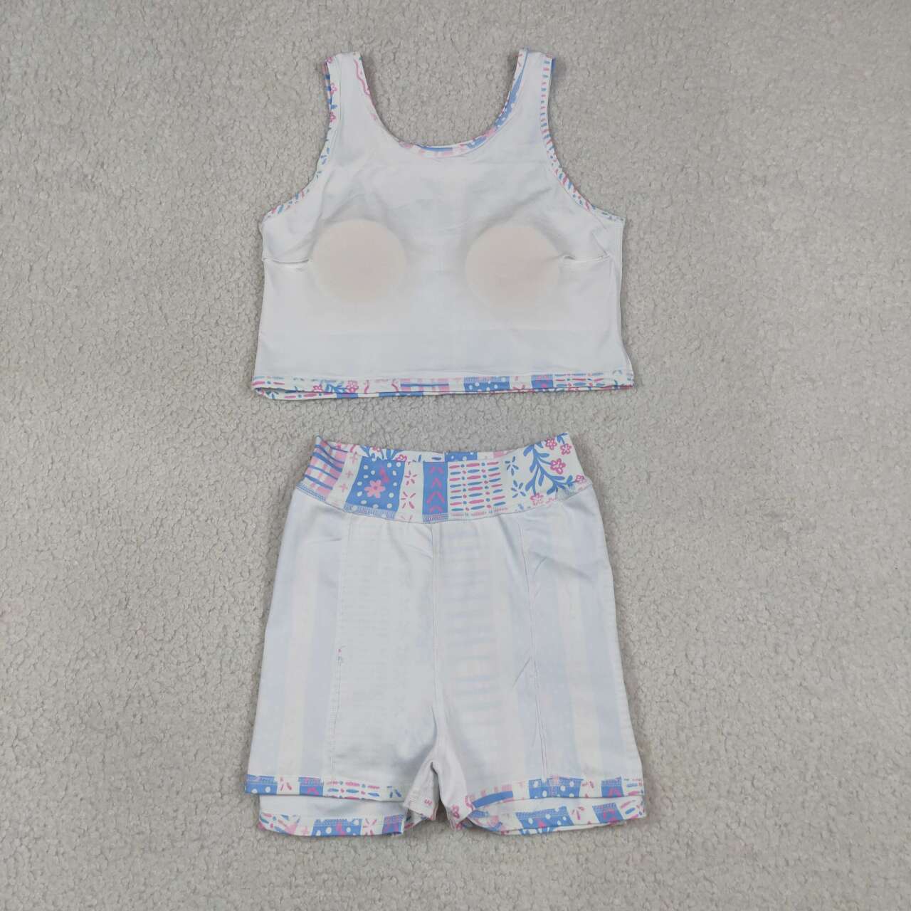 Toddle baby girls pink blue floral active wear athletic summer yoga skort set