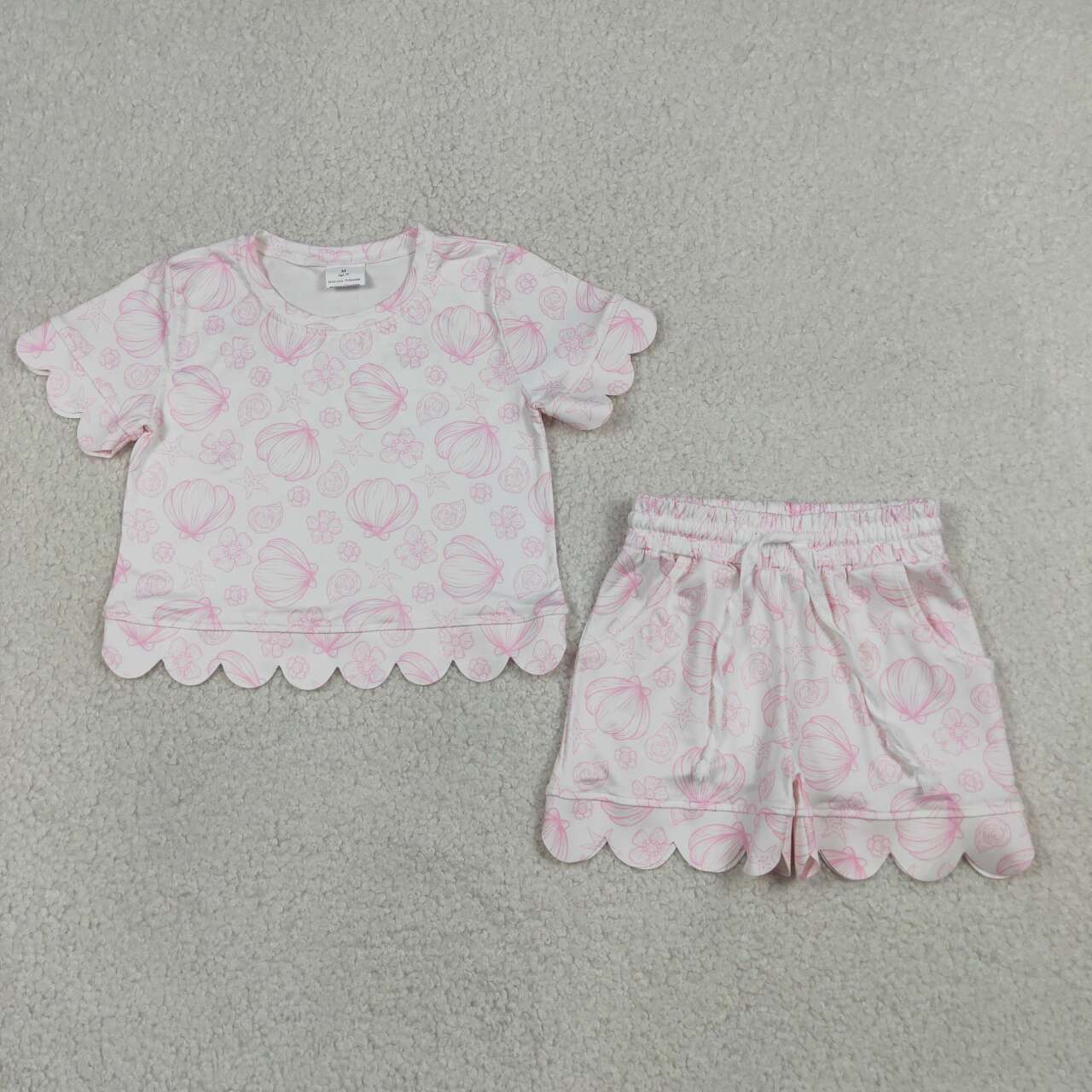 Short sleeve Scallop top matching skorts girls summer outfit