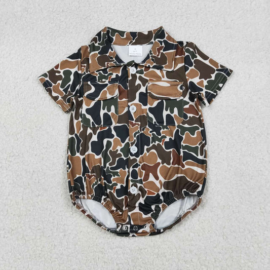 Dark green Camo design toddle baby summer romper