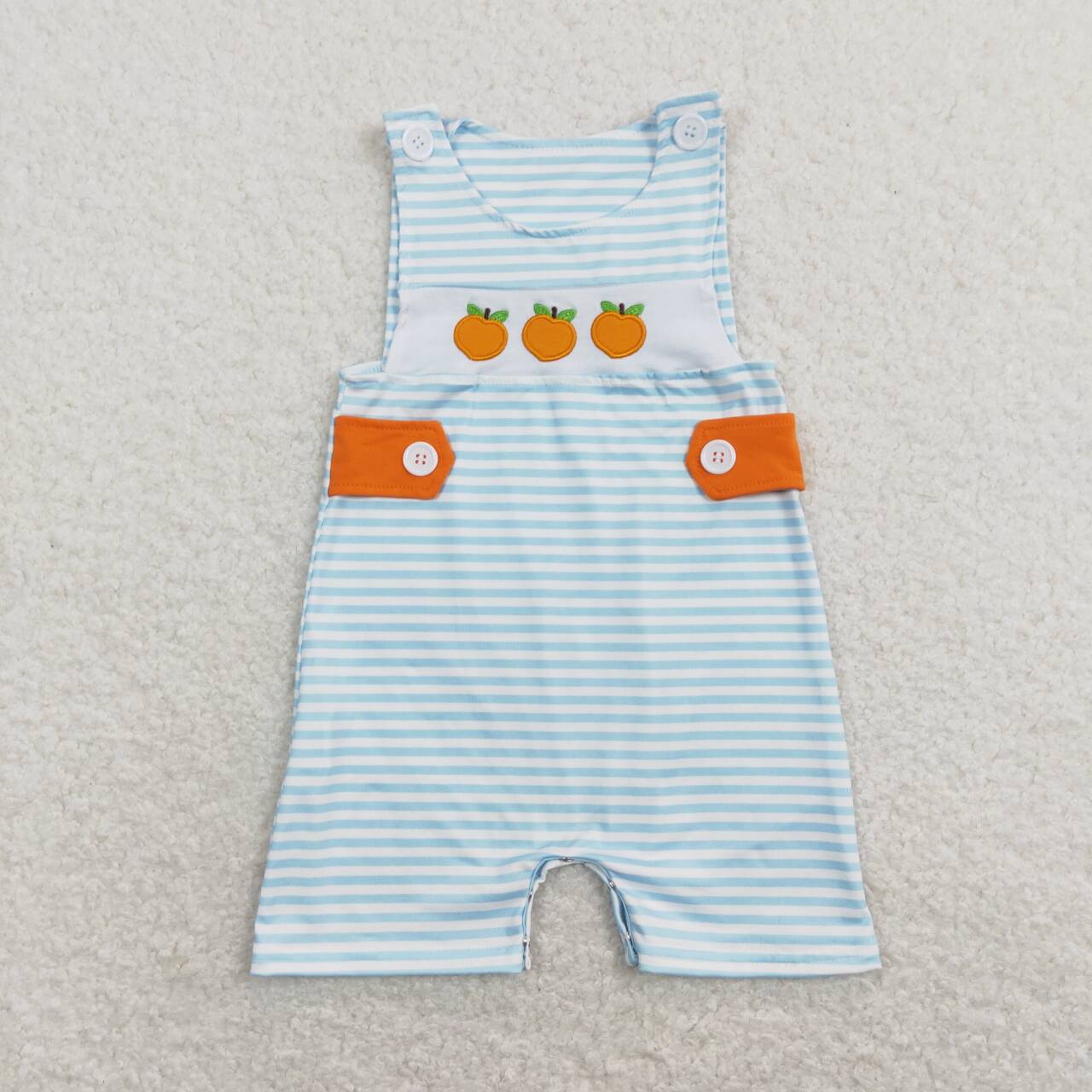 embroidery  peach baby boy summer boutique romper