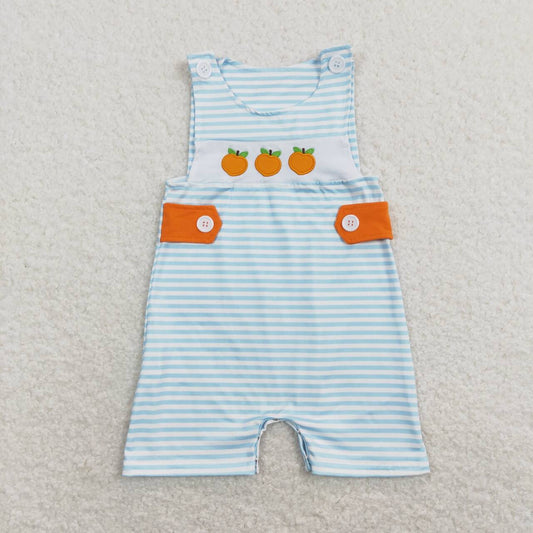 embroidery  peach baby boy summer boutique romper