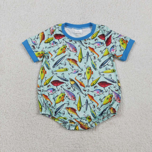 Boy fishing design romper