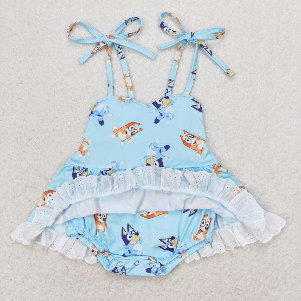 toddle baby girls blue cartoon dog romper