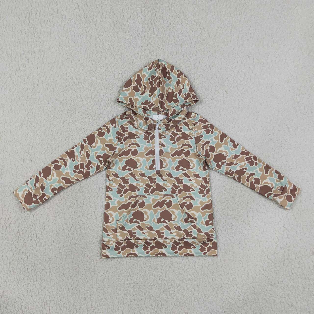 Green khaki camo print kids boy long sleeve  hoodie top
