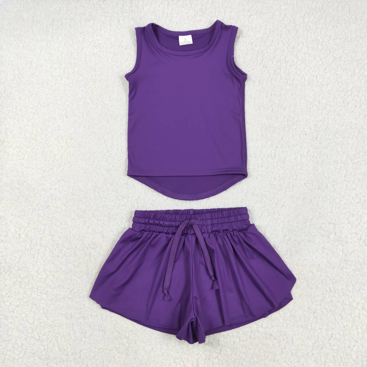 Baby girls purple active wear athletic summer yoga outfit