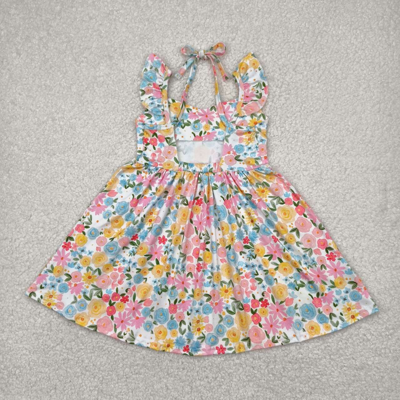 Hot pink yellow floral baby girl summer dress