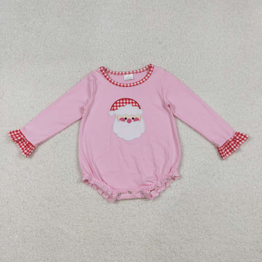 Embroidery Christmas Santa Claus baby girl long sleeve romper