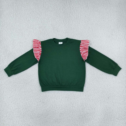Green color girls long sleeve spring fall top