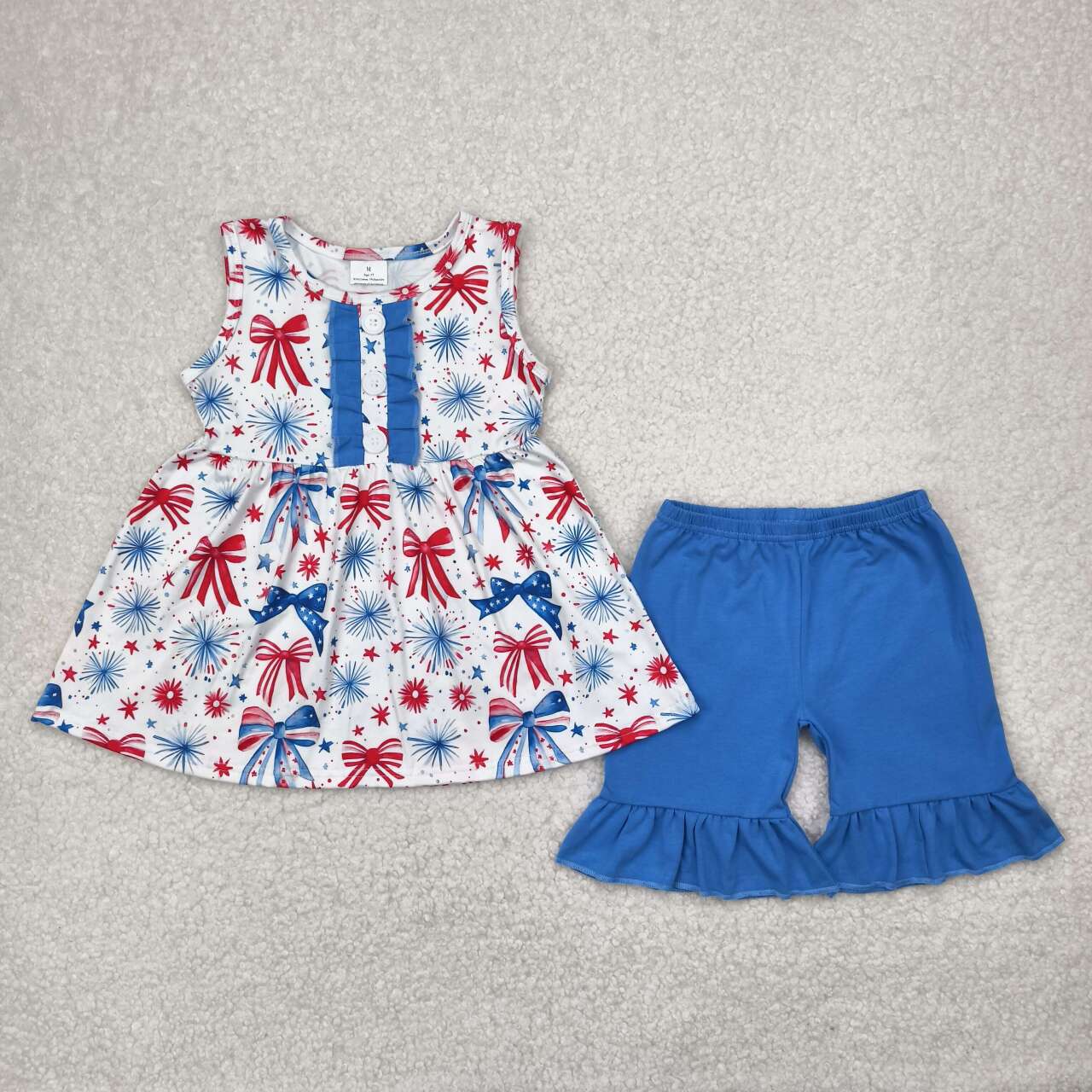 Toddle girls red blue firework July 4th outfit