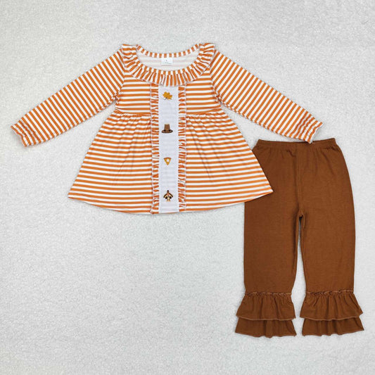 baby girl embroidery thanksgiving turkey tunic top matching pants fall winter clothes