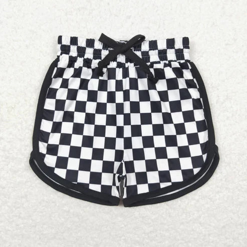 mommy and me black checkered summer shorts