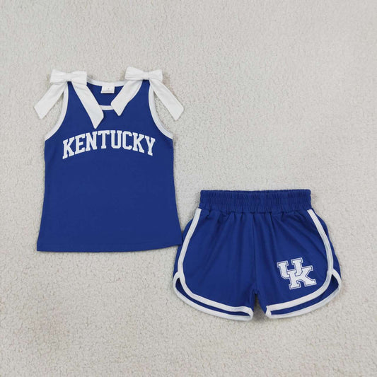 Kentucky team design cotton vinyl top matching shorts girls summer outfit