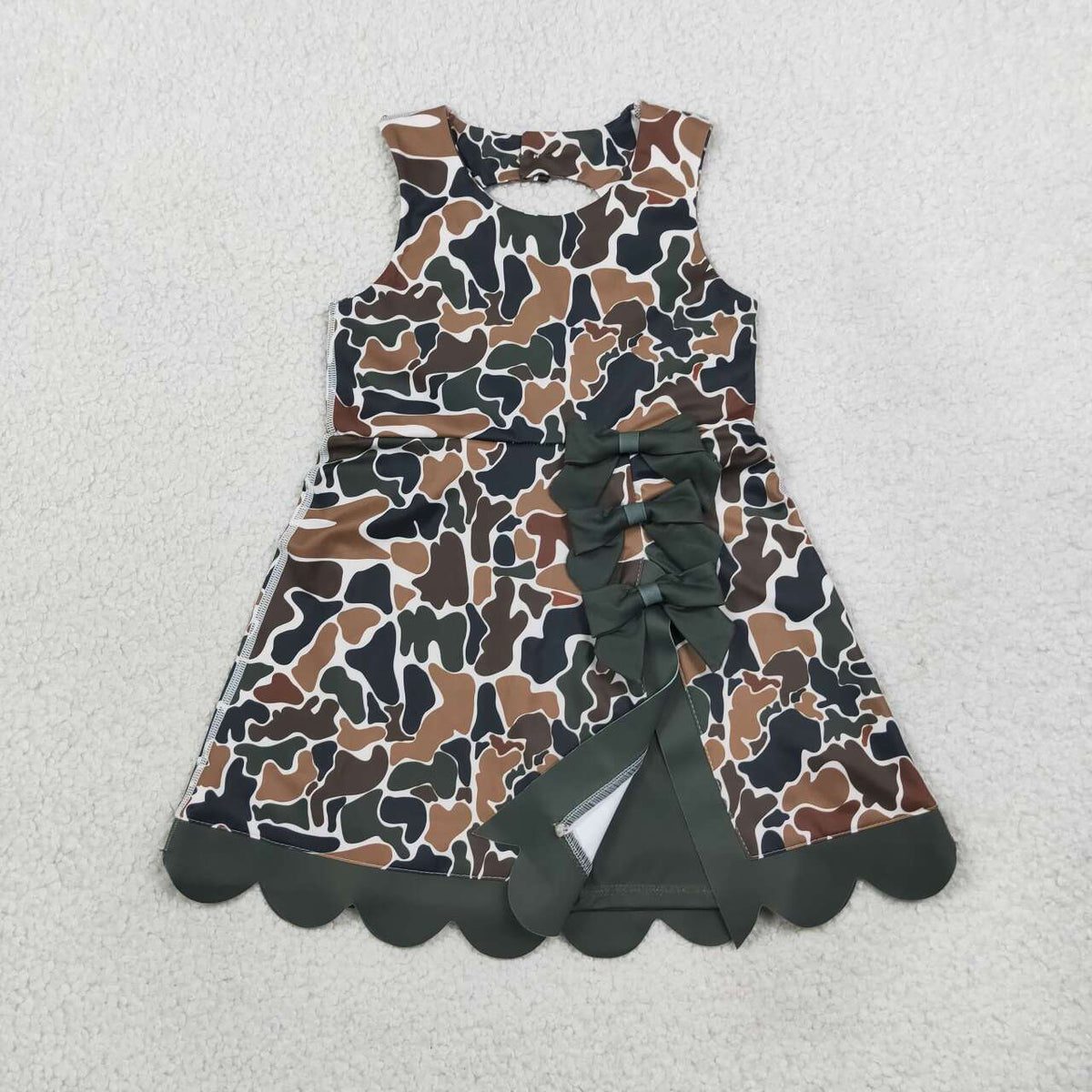 Green camo color girls summer yoga dress