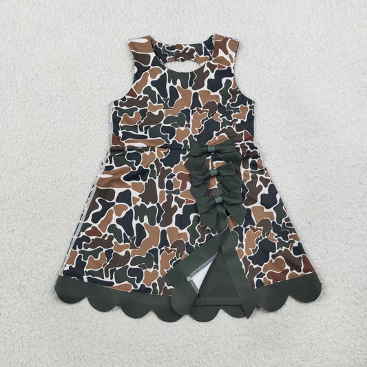 Green camo color girls summer yoga dress