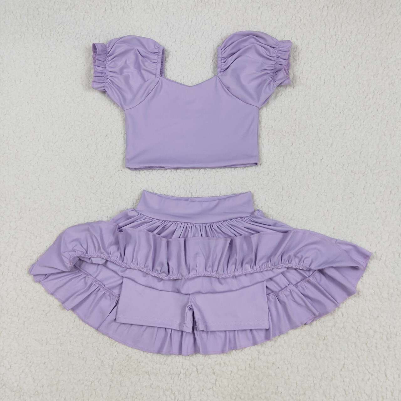Baby girls lavender active wear athletic summer yoga skirt outfit