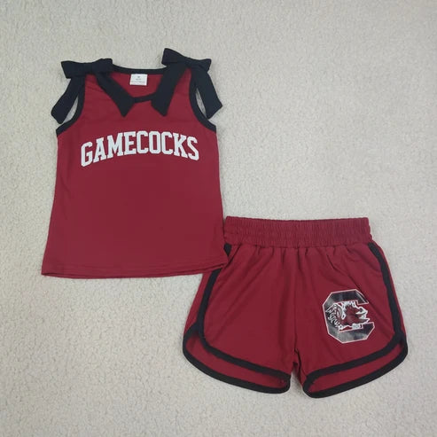 Auburn team design cotton vinyl top matching shorts girls summer outfit