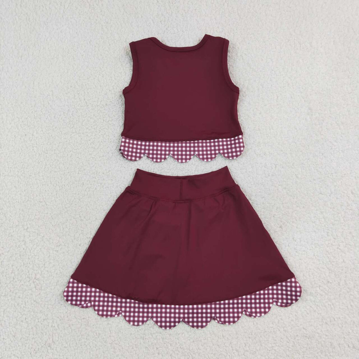 Maroon yoga tank top matching skorts girls outfit