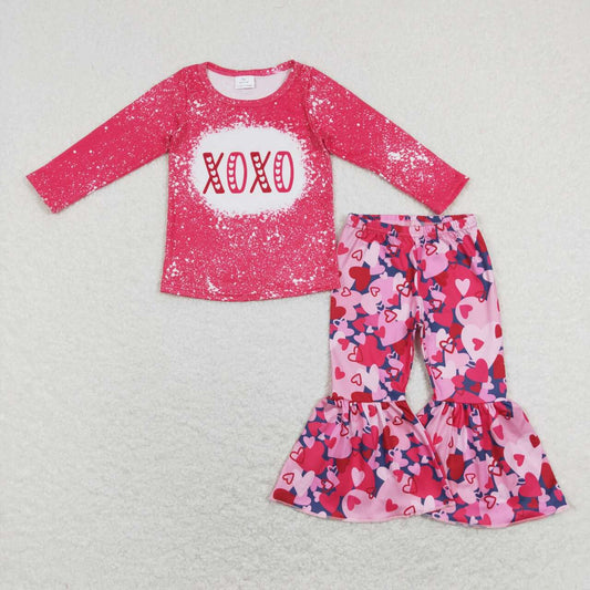 red pink xoxo valentines heart clothing set