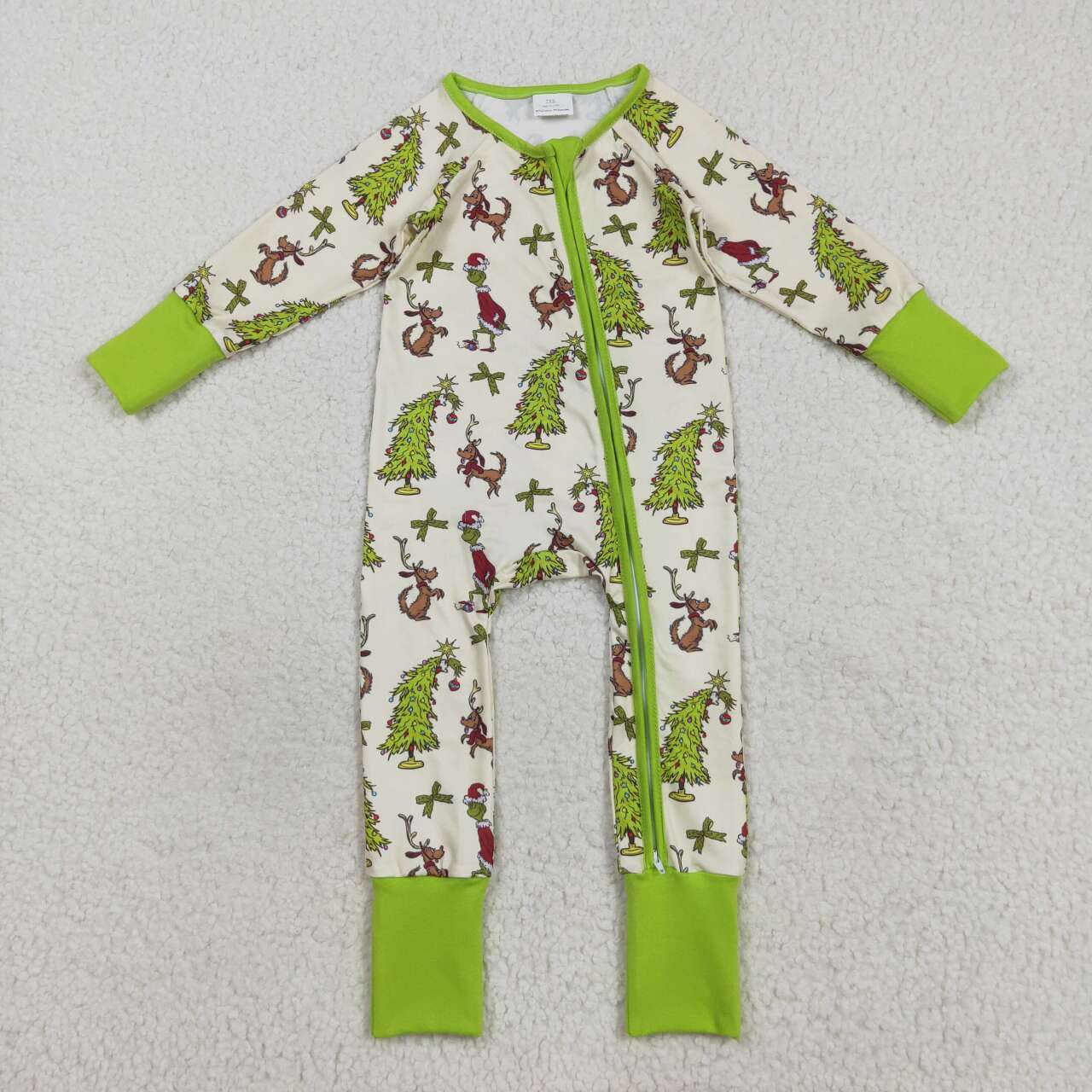 Christmas green face kids long sleeve romper