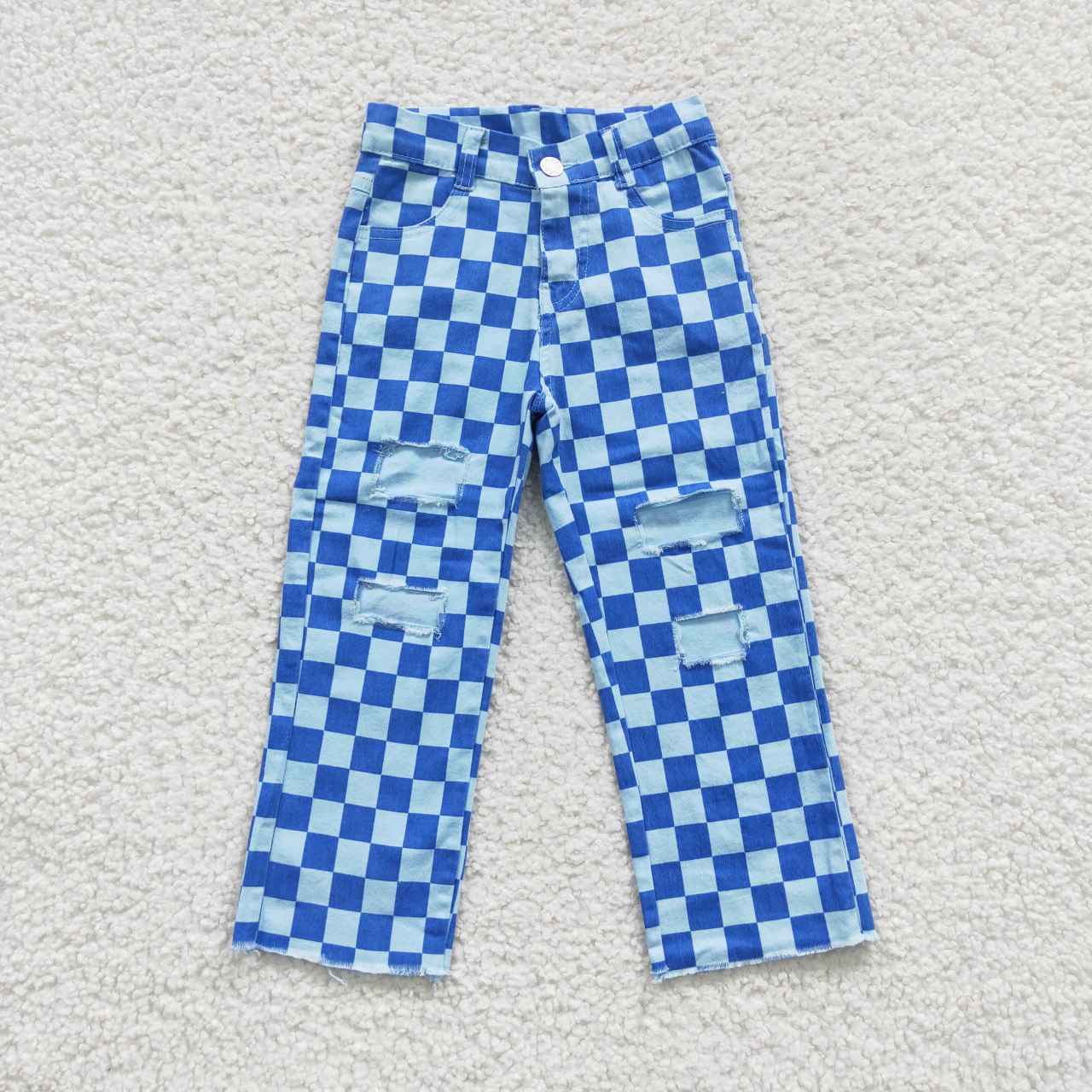 boys girls checkered denim matching bell bottoms