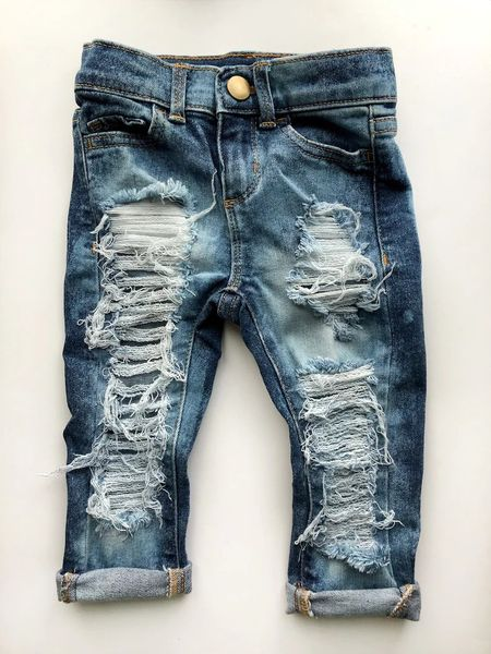 preorder boy light blue distressed long denim pants