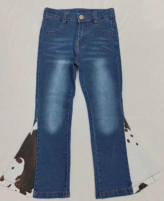 western brown cowhide western jeans bell bottoms pants preorder