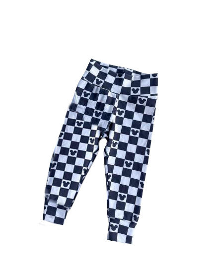 baby boy cartoon black checkered pants preorder