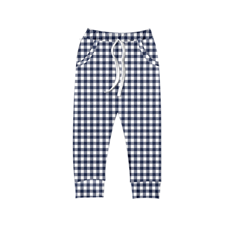 blue checkered pocket leggings pants preorder