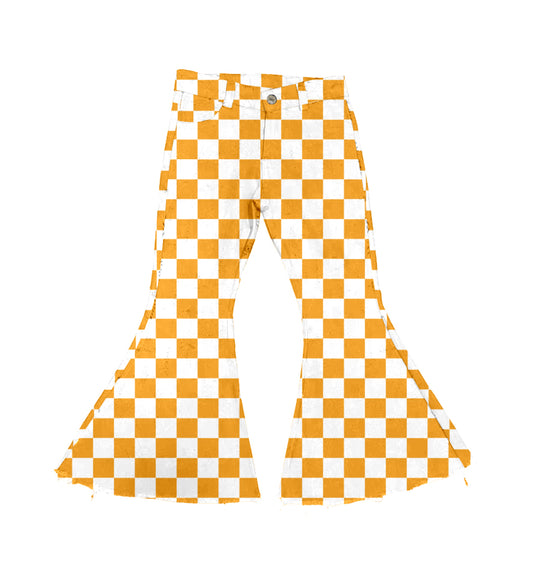 Baby girls yellow checkered jeans bell bottoms preorder