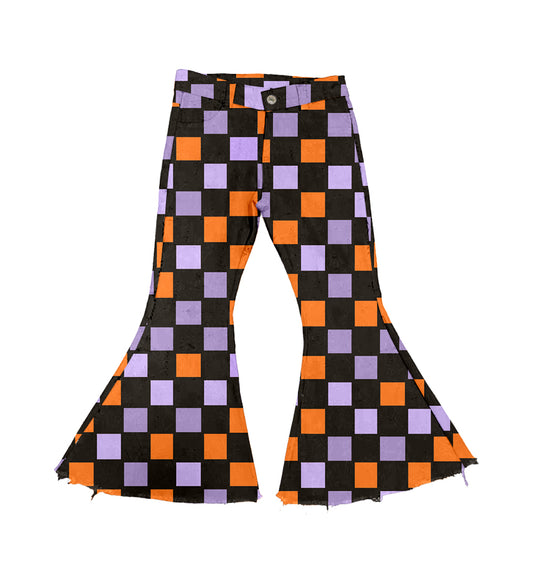purple orange checkered animal jeans bell bottoms preorder