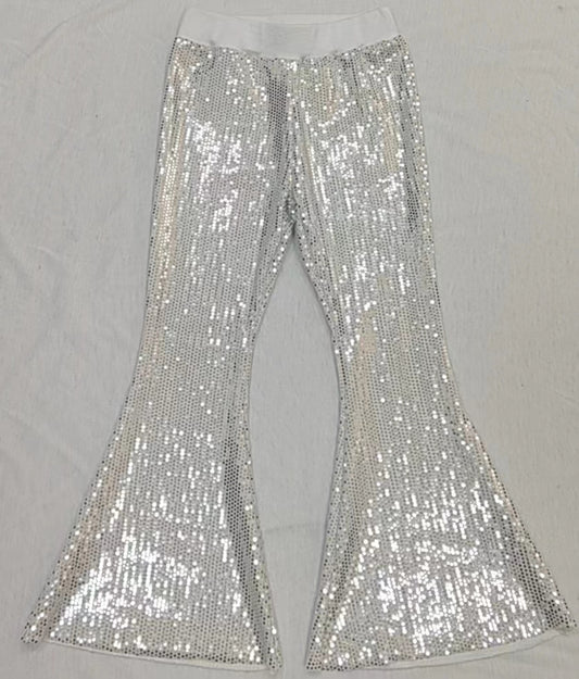 infant baby girls silver sequins bell bottoms