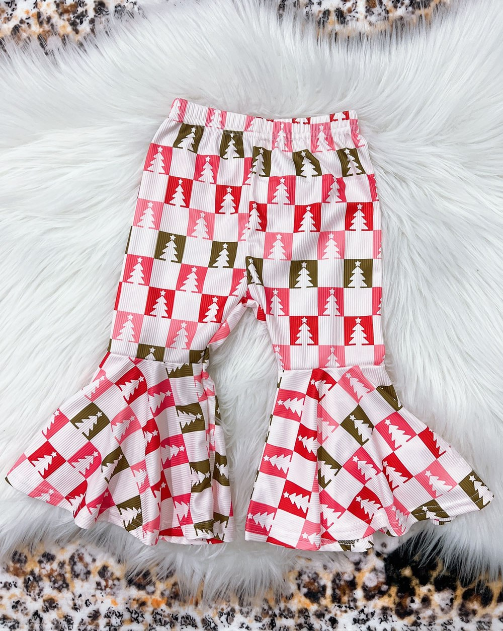 Christmas tree checekered milk silk bell bottoms preorder